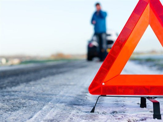 Broken Down Vehicle Winter Warning Triangle