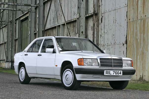 A later-spec Mercedes 190E (W201) in white