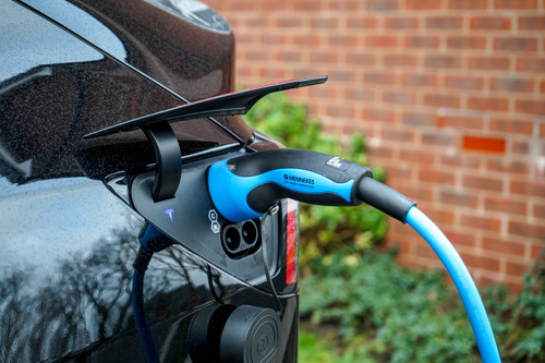 A Type 2 connection plugged in with the CCS elements visible below